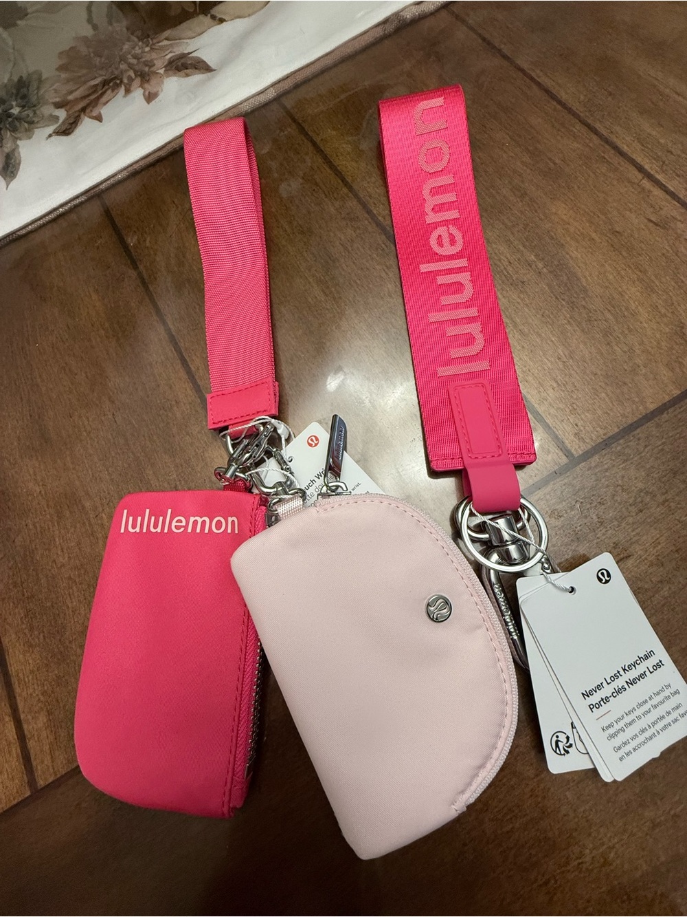 *NWT* lululemon athletica Hot Pink Wristlet & Keychain set with Blush Coin Pouch